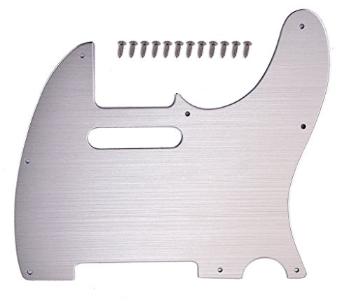 Alnicov Gitarren-Pickguard, 8 Löcher, Tele-Metall, Gitarren-Pickguard, Aluminium-Schabplatte für Fender Telecaster, Tele, TL-Stil,Gitarren ，silberfarben
