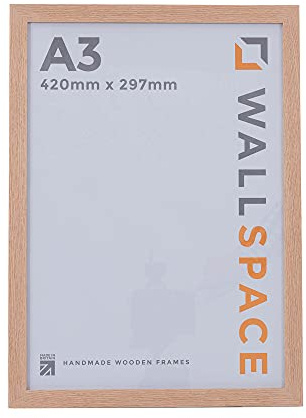 Wall Space A3 Oak Picture Frame with Real Glass – Solid Wood A3 Photo Frame (42x30cm) for Wall Mounting, Perfect for Prints, Posters & Certificates – Made in the UK