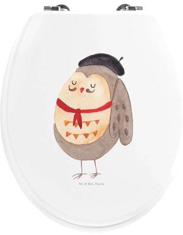 Mr. & Mrs. Panda Motiv WC Sitz Eule Frankreich - Geschenk, Eule Deko, hibou, Spruch Französisch, Toilettendeckel, Genießer, Toilette, Klobrille,
