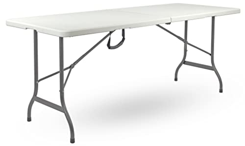 Brigros - Tavolo Pieghevole Da Giardino Perfetto Come Tavolo Da Campeggio, Da Buffet, Da Cucina | Tavoli Pieghevoli A Valigetta Con Maniglia Salvaspazio (180x70x74)