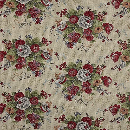 Kt KILOtela - Polsterstoff, Möbelstoff, Jacquard Gobelin, Dekostoff, Modische Accessoires, Tischdecke, Vorhang, oder Dekoartikel, Meterware ab 50 cm, Asuan Floral Bouquet, Mehrfarbig