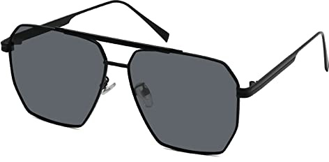 Long Keeper Retro Sonnenbrille Polarisiert - Vintage Polarisierte Piloten Sonnenbrille Herren Damen Retro Pilotenbrille Eckig Brille Metallrahmen