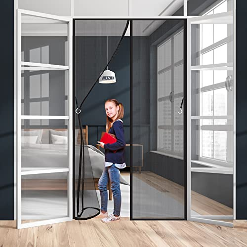Zanzariera Magnetica per Porte 120 x 225 cm Tende Zanzariere con Calamita Chiusura Automatica per porte da balcone cantine terrazze Facile Da Installare - Nero A