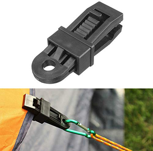 jackfru 24-teiliges Planen-Clips, Zelt Clips Planenhalter Klammern-Set mit starkem Verriegelungsgriff und Ösen, Befestigungsclips für Zelt/Markisen/Abdeckungen/Sonnensegel, Polypropylen (24, Schwarz)