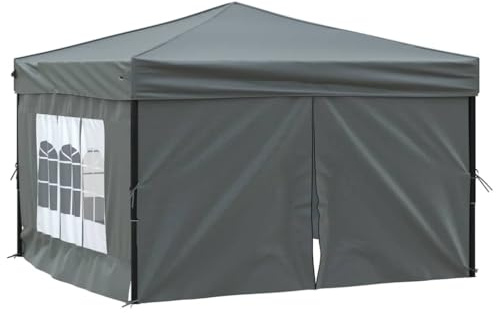vidaXL Hopfällbart partytält med sidoväggar antracit 3x3 m