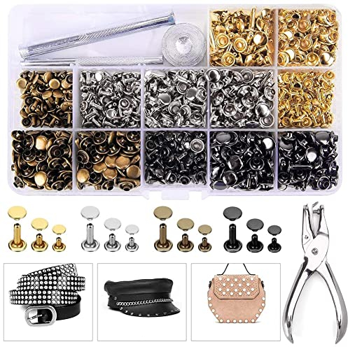 DUOJIN Druckknopf Set mit Zange, 480 Set Kupfer Druckknöpfe mit Befestigungswerkzeugen zum, Metall Bronze Kleidung Snaps Taste für Leder Handwerk Jacke Brieftasche Handtasche (4Farben)