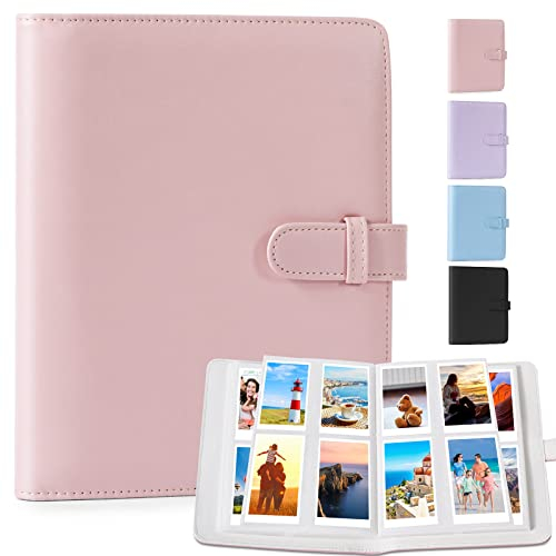 DUNSOO Fotoalbum, 256 Pockets Instax Mini Fotoalbum, Polaroid Album Mini Film/Polaroid Zink Fotopapier/Kodak Zink Fotopapier, Max Passt Fujifilm 95x63mm (Rosa)
