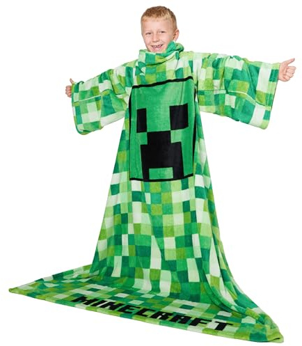 Minecraft Decke Mit Ärmeln für Jungen und Teenager - Zum Anziehen - Onesize (Grün)
