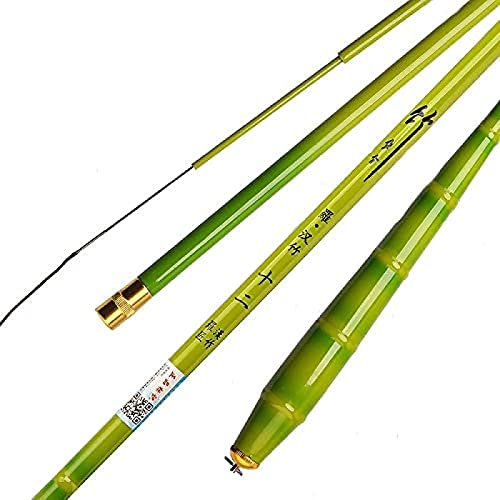 Canna da Pesca Telescopica, Canna da Carassio Portatile con Punta Rotante A 360 °, Canna da Pesca Dura in bambù Verde Imitazione Fibra di Carbonio, Canne per Attrezzi da Pesca Laghi Fiumi,3,9 M,Hi
