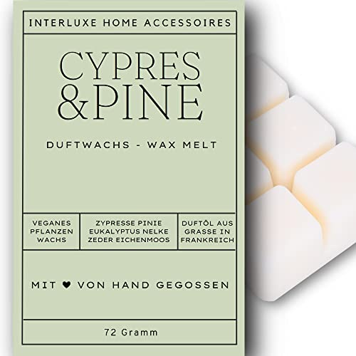 Interluxe Duftmelt Wachsmelt Cypress & Pine angenehm duftend Waxmelt 100% pflanzlich Duftwachswürfel für Duftlampe Wachs mit Duftöl Indoor Melts Duftwachs für Aromalampe