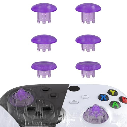 eXtremeRate EDGE Sticks Interchangeable Thumbsticks for Xbox Core Controller, Clear Atomic Purple Swappable Analog Stick Joystick for Xbox One S/X, Xbox Elite V1, for Nintendo Switch Pro Controller