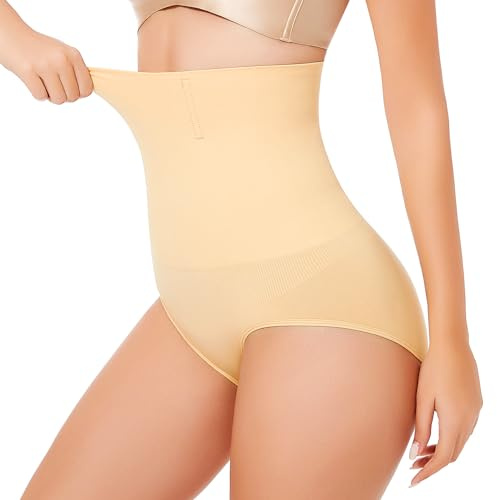 Xnova Bauchweg Unterhose Damen Miederslips Hohe Taille, Shapewear Slips Body Shaper Figurformende, Bauchkontrolle Miederhose Shaping Unterwaesche Butt Lifter für Frauen (Beige, XL)