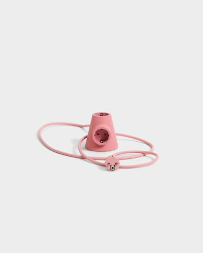 Pedestal Power Base 2-faldigt uttag (rosa), snygg design med dubbel kontakt för uttag, flera uttag med magnetisk bas, multiuttag i exklusiv högkvalitativ design