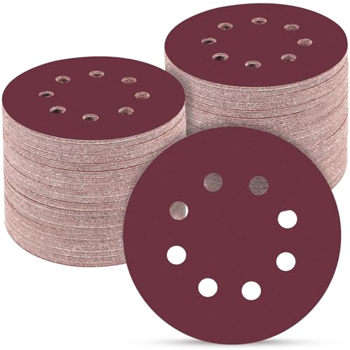 POTUINOM 100 discos de lija de 5 pulgadas, grano 1500, papel de lija redondo de gancho y bucle para lijadora orbital aleatoria