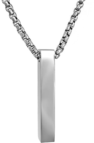 RUGGED steel Herren Edelstahl Halskette + Stab-Anhänger | inspired by LA - designed in Berlin, Schmuck-Box, wasserfest, pflegeleicht, massiv, stabiler stylischer 24/7 Schmuck