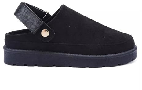 sole london Ladies Platform Strappy Clogs Womens Warm Faux Fur Slippers Shoes BOOTSF Black 5
