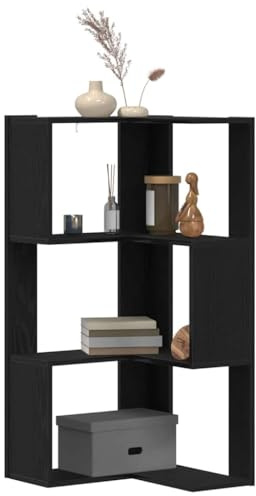 vidaXL Bücherregal 3 Ebenen 50 x 50 x 102 cm Schwarz Eichen-Optik | Passt perfekt in jede Ecke, Hergestellt aus massivem Eichenholz, Klare Linien mit matter Oberfläche