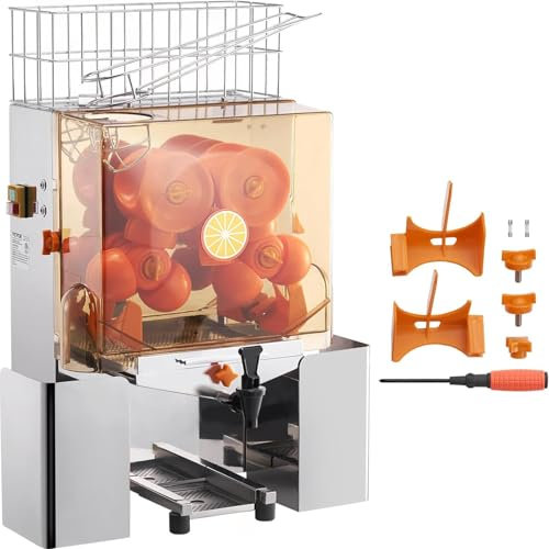Machine à jus d'orange automatique commerciale,Avec robinet,Presse-agrumes automatique acier inoxydable,pouvant presser 20 oranges par minute,avec boîte filtre extractible,2seaux récupération