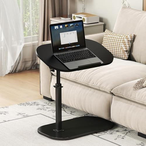 Kiss Me C Shaped Side Table 360° Swivel End Table TV Tray Laptop Desk