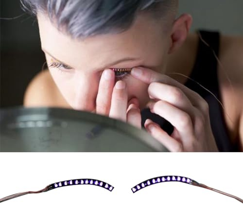 PUNELE LED Faux Cils Lumineux pour la Fête, les, les Boîtes de Nuit, L'Halloween, L'élégant, Léger, Fiable illuminé de Faux Cils Lumineux Kit avec Fibre Artificielle, Pinces à Cheveux (Violet)