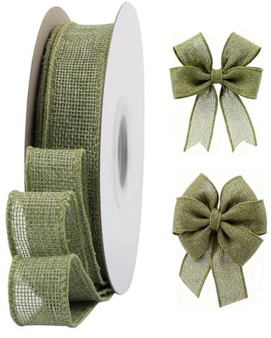 LIUYIDM Nastro Decorativo Iuta 2,5 cm x 18m Nastro Vintage in Juta Naturale Verde Craft Ribbon Rotolo Vintage Decorativo per Matrimonio Regalo Decorazione Bricolage Artigianato