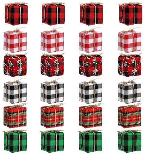 Deco Noel Sapin, 24 PCS Mini Coffret Cadeau Décoration Sapin de Noël, Mini Cadeaux Décorations de Noël, Coffret Cadeau Décoratif, pour Cheminée, Décoration Murale, Bricolage (D)