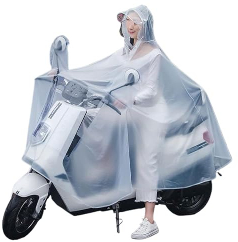 OIFAODAO, Poncho Transparent PVC Veste Capes Adulte Cyclisme Moto vélo Mobile Scooter Couverture avec Abat-Jour ，Imperméable pour Scooter(Frosted White,4XL)