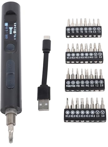 Tournevis Électronique Sans Fil, Visseuse de Précision 32 Embouts Métal, Batterie Rechargeable 280mAh - Contrôle de Couple 0,5-2,0 KGF/cm, Compact et Ergonomique pour Répara (Neger)