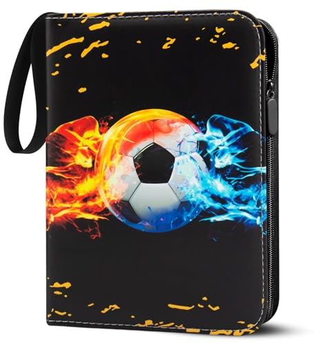 Peiranup Sammelalbum für Fussball 900 Karten, 50 Seiten 9 Taschen Album | Groß Fußball Sammelalbum, PU Tragbar Wasserdicht Karten Halter Heft Ordner Buch kompatibel Fußballkarten Geschenk für Sammler