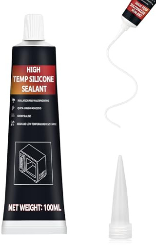 DINGSEN Hochtemperaturkleber, Hitzebeständiger Kleber, Hitzebeständiges Silikon, Kleber Hitzebeständig, für Backöfen, Mikrowelle, Kaminofen, Durchscheinend