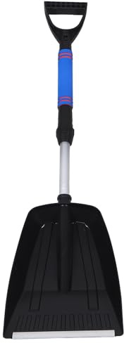 BESPORTBLE Pala da Neve Telescopica Portatile in Lega con Impugnatura Ergonomica Raschietto per Ghiaccio per Veicoli e Vialetti Attrezzo Multifunzione per Emergenze Invernali e Campeggio