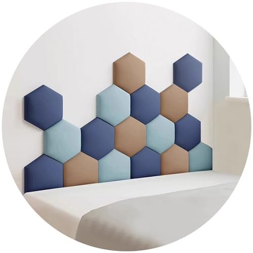 Panneaux muraux rembourrés, tête de lit autocollante et anti-collision, décoration 3D moderne pour chambres d'enfants (bleu clair, 150 x 87 cm)