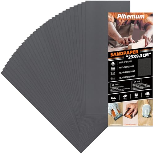 30 Piezas de Lija - Papel de Lija para Madera Grano 1500 Húmedo/Seco, Hojas 23x9 cm para Metal y Pulido Automotriz - Juego Completo para Acabados Profesionales en Muebles y Carrocería