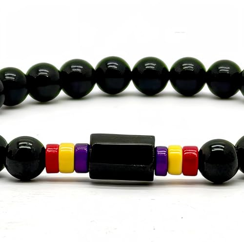 arana's® - Pulsera turmalina negra con bandera Republicana - Piedras naturales para mujer y hombre - Pulsera piedra natural con bolas de 6 mm - Hilo elástico gran resistencia