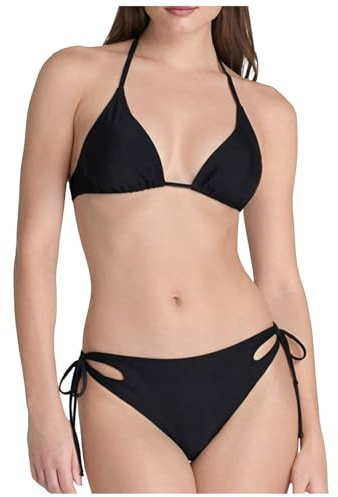 Genérico Bikini dam baddräkt dam, sport bikini dam utan bygel låg trosa triangulär halter vadderad avtagbar plus storlek strand, svart, XL