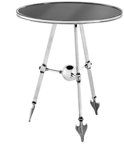 Casa Padrino Luxus Art Deco Designer Beistelltisch Antik Silber mit schwarzem Glas - Luxus Tisch