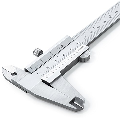 Analog Messschieber Nonius 150 mm aus rostfreiem Edelstahl - hohe Messgenauigkeit (DIN862) - erstklassige Qualität mit Tiefen-, Innen-, und Außenmessung - 0,05 mm Ablesung - inkl. Etui