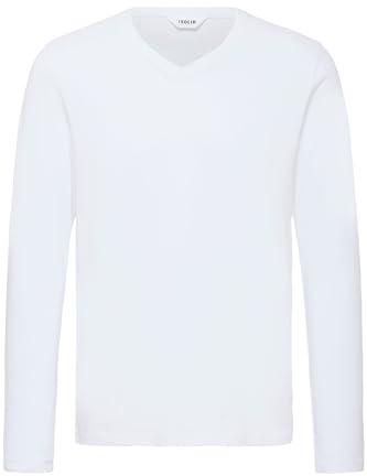 !Solid SDBeda Herren Longsleeve Langarmshirt Shirt mit V-Ausschnitt Baumwollmischung Regular fit, Größe:L, Farbe:White (0001)