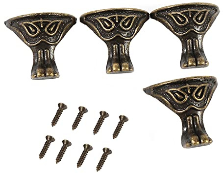 Garosa 4 Stücke Antike Messing Schmuck Geschenkbox Möbel Ecken Füße Dekoration Beine Eckenschutz Vintage Beschläge