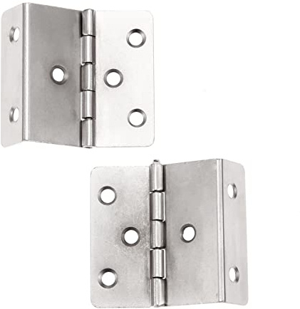 Yetaha Three Fold Hinges, 2PCS 43mm Hinges for Cabinet Box, Silver | Three Fold Retro Shutter Hinge, Half-Surface Chest Hinges Decorative Hardware with 12 Screws for Window, Furniture