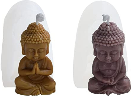 JINGLING 2 Moule à Bougie en Silicone Bouddha, Moule à Savon, moules à Statue Bouddha 3D Bouddha Moule coulée Bricolage Fabrication Bougies parfumées Artisanat