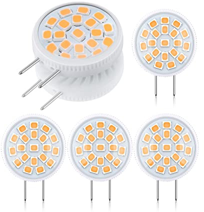 G MGY OLED G8 LED Bulb 3.5 Watt Mini Thin Puck Light Bulb Equivalent to 35W T4 G8 Bi-Pin Base Halogen Bulb Warm White 3000K G8 Bulb for Under Counter Kitchen Lighting, Under Cabinet Light (Pack of 5)