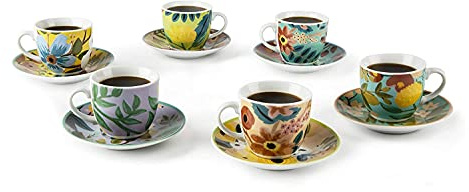Excelsa mit 6 Espressotassen mit Untertasse Blumen, 64919