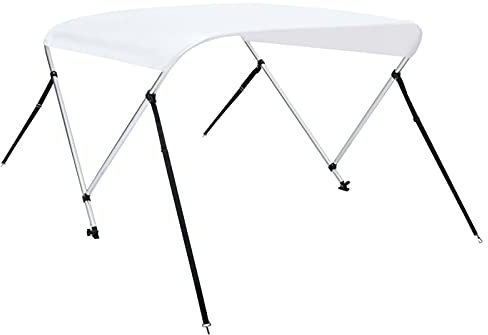 Tidyard Toldo Bimini de 2 Arcos para Barco - Protección UV y Agua, Ajustable 145-155 cm, Blanco, 180x150x110 cm
