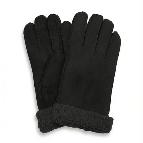 Rohn Moden Fingerhandschuhe Hochstein echt Merino-Lammfell für Damen und Herren, Handschuhe in Premiumqualität aus Baby Curly Merinolamm handgenäht anthrazit dunkelgrau schwarz