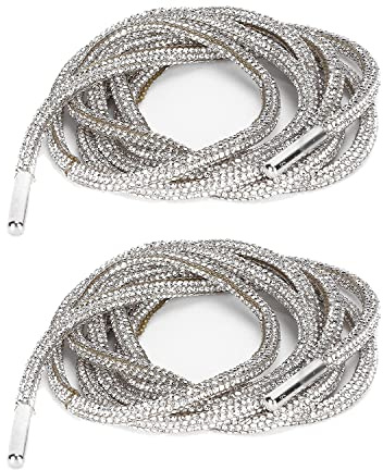 Hapivida Strass Glitter Rep Rep Elastiska Skor Spets Strass Bälte Klänning Utsökt Snörning Perfekt för Byxor Skor Dekoration 2 styck