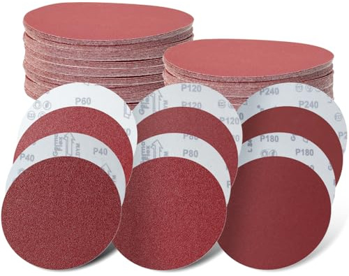 30 discos abrasivos de Senmai Tools Papel de lija 2 pulgadas 180mm, Grano 40 60 80 100 120 180 240 320, (30 pcs 180mm 40-240 grano)