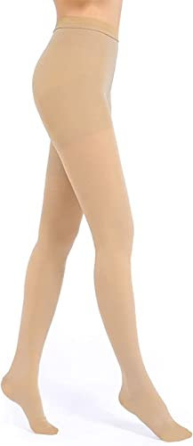 Evolyline 20 – 30 mmHg Collant a compressione medica per uomo e donna, classe II con punta chiusa, compressione graduata lipedema, beige., L
