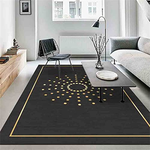 PHLCF Rutschfester Teppich Orientteppich Gelb Bordüre Hell Luxus Wohnzimmer Sicher Und Umweltfreundlich Maschinenwaschbar Waschbarer Flurteppich 100X160cm