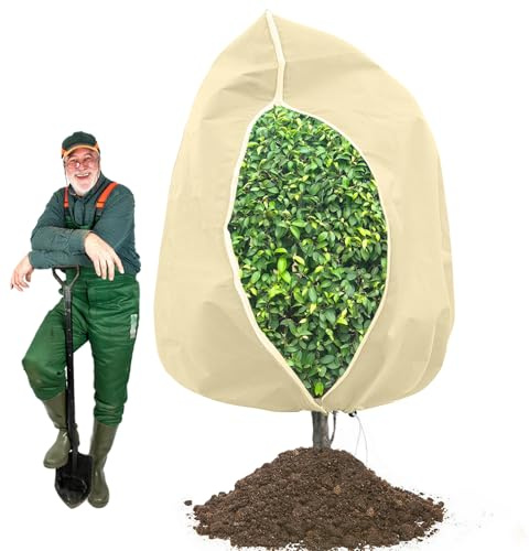 TOFFCAEA 200x240cm Winterschutz für Pflanzen, 80 g/m² Frostschutz Kälteschutz Pflanzenschutzsack, mit Reißverschluss und Zugband, Atmungsaktiv, Reißfest,für Baum Palmen (200x240cm, 1 Stück)
